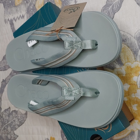 Chaco Shoes Womens Chacos Aqua Gray Flip Flops Poshmark